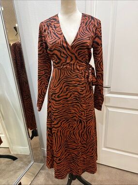 Sweet Baby Jamie Rust and Black Long Sleeve Wrap Dress